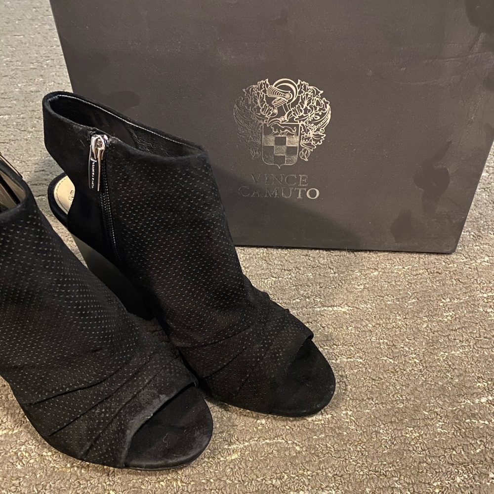 Vince camuto heeled suede booties